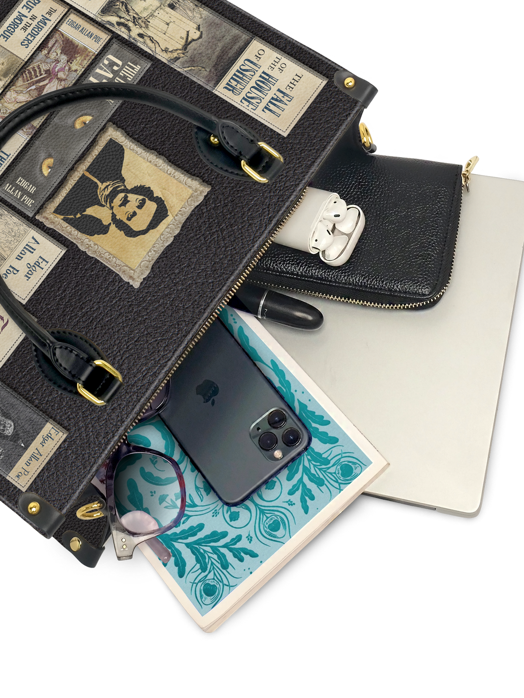 "Poe's Library" Leather Bag