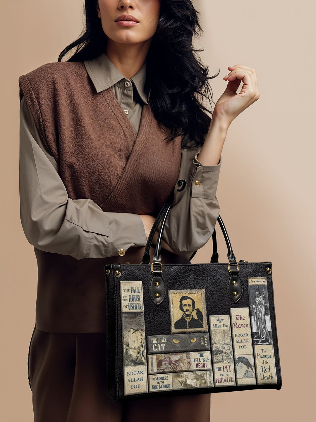 "Poe's Library" Leather Bag