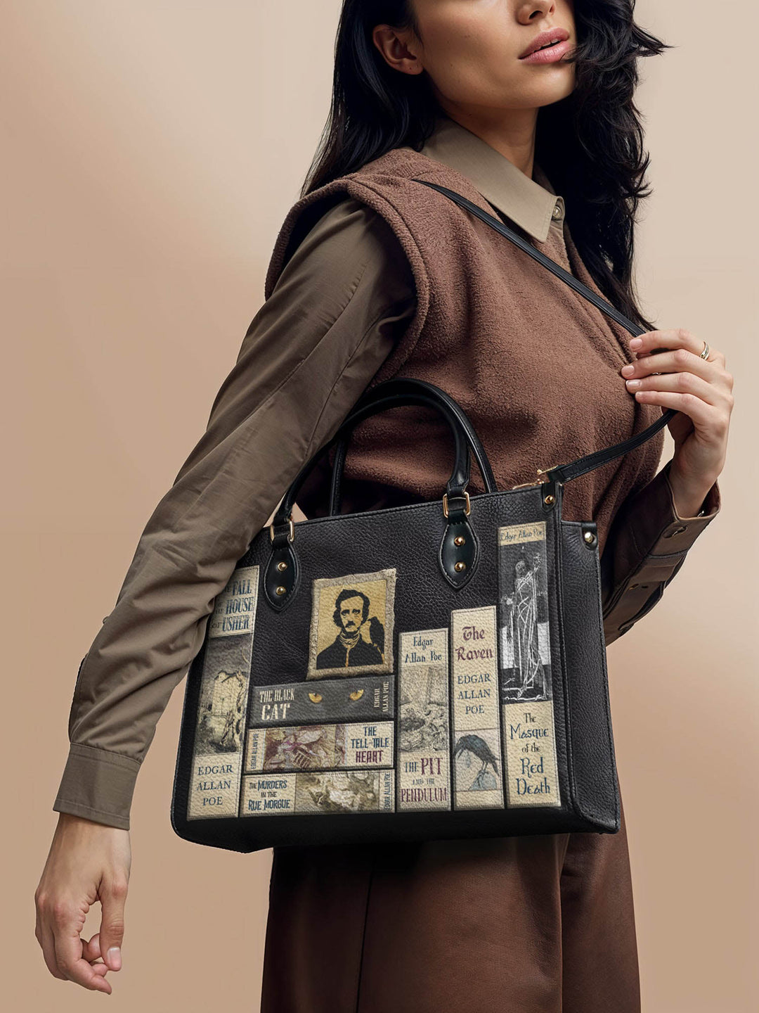 "Poe's Library" Leather Bag